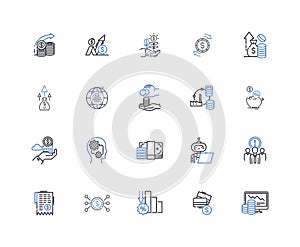 Putting together cash line icons collection. Saving, Budgeting, Earning, Investing, Frugal, Thrifty, Wise vector and