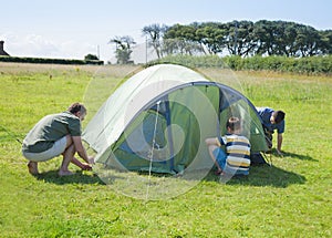 Putting up a tent