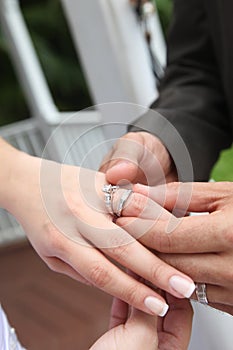 Putting on wedding ring