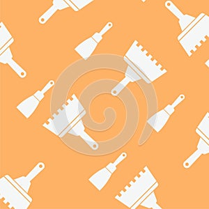 Putty knives seamless pattern isolated on orange background