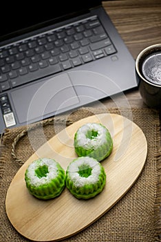 Putu ayu, laptop, and coffee