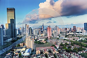 Puxi Pudong Buildings Skyscrapers Cityscape Shanghai China