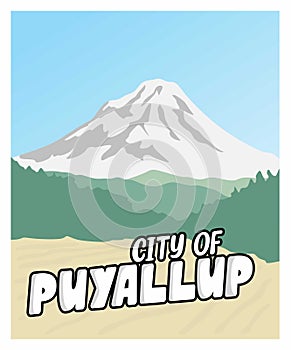 Puyallup with mountains in the background