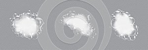 Bath foam soap with bubbles isolated on transparent background. Foam of shampoo with lather bubbles. Set of shampoo or soap lather