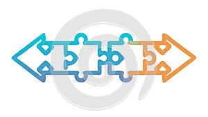 Puzzle arrow concept, teamwork and problem solving direction, vector design Generative AI