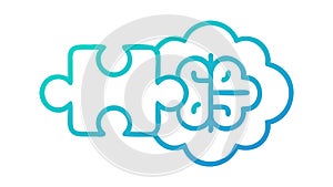 Puzzle Brain Icon: Problem Solving and Intelligence, Flat Vector, vector design Generative AI