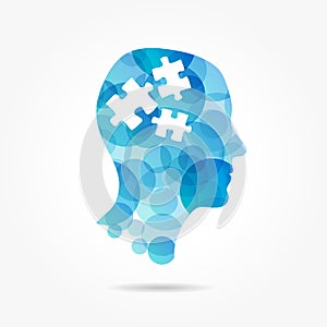 Puzzle in bubble head poster