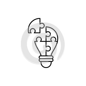 puzzle bulb business line icon vector illustration