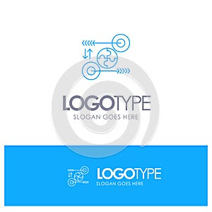 Puzzle, Business, Idea, Marketing, Pertinent Blue outLine Logo with place for tagline