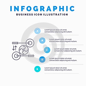Puzzle, Business, Idea, Marketing, Pertinent Line icon with 5 steps presentation infographics Background