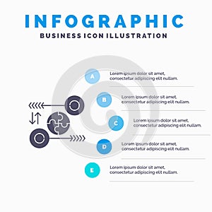 Puzzle, Business, Idea, Marketing, Pertinent Solid Icon Infographics 5 Steps Presentation Background