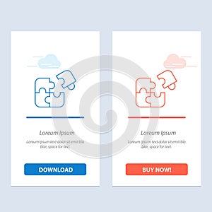 Puzzle, Business, Jigsaw, Match, Piece, Success  Blue and Red Download and Buy Now web Widget Card Template