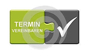 Make appointment german - Puzzle Button 3d illustration