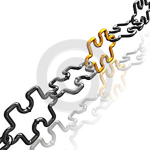 Puzzle chain with a gold