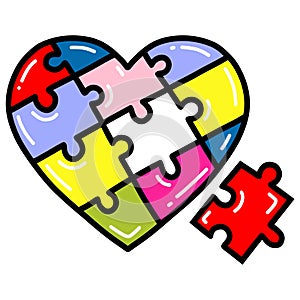 Puzzle Colorful Heart Shape Vector Illustration Art