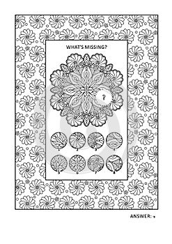 Puzzle and coloring activity page for adults
