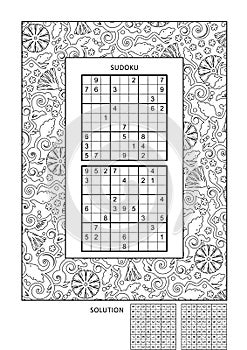 Puzzle and coloring activity page for adults