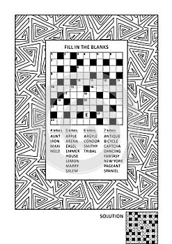 Puzzle and coloring activity page for adults photo