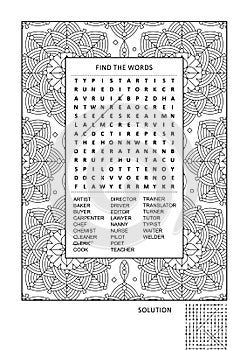 Puzzle and coloring activity page for adults photo