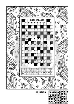 Puzzle and coloring activity page for adults