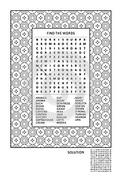 Puzzle and coloring activity page for adults photo