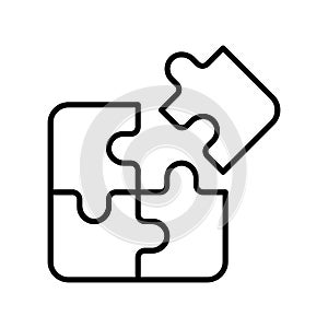 Puzzle compatible icon in flat style. Jigsaw agreement vector illustration