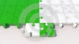 Puzzle concept in white and green