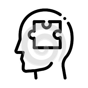 Puzzle Detail In Man Silhouette Mind Vector Icon