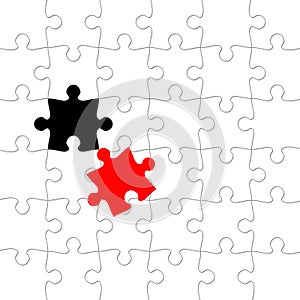 Puzzle with displaced piece