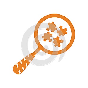 Puzzle, finding, solution, search icon. Orange vector design