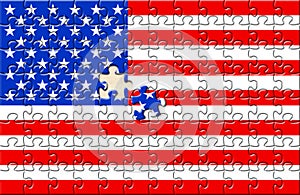 Puzzle with flag USA