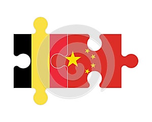 Puzzle of flags of Belgium and China, vector