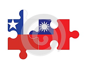 Puzzle of flags of Chile and Taiwan, vector