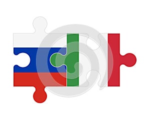 Puzzle of flags of Russia and Italy, vector