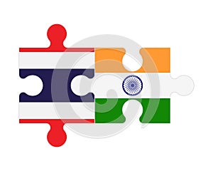 Puzzle of flags of Thailand and India, vector