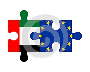 Puzzle of flags of United Arab Emirates and European Union, vector