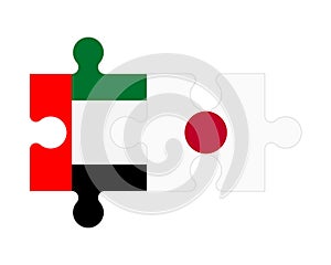 Puzzle of flags of United Arab Emirates and Japan, vector