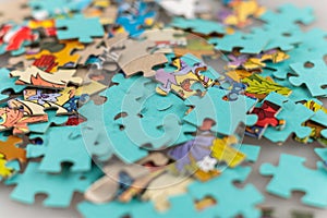 A puzzle, a folding picture, a mosaic, a puzzle game in which you want to make a mosaic of many fragments of a drawing of various