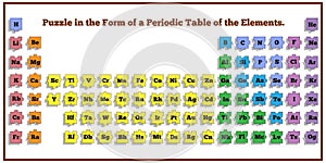 Puzzle in the form of a periodic table of elements.