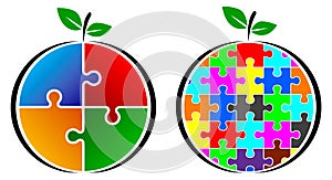 Puzzle fruit logo