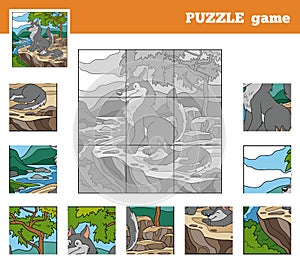 Puzzle Game for children with animals (wolf family)