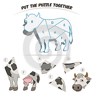Puzzle game for children cow
