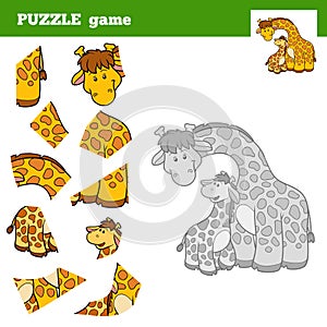 Puzzle Game for children, giraffe family