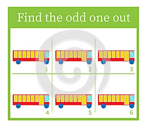 Puzzle game for children. Task for development of attention and logic. Cartoon bus