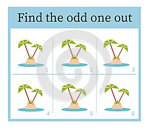 Puzzle game for children. Task for development of attention and logic. Cartoon palm tree