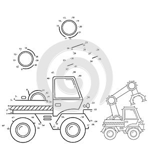 Puzzle Game for kids: numbers game. Loader or lift truck. Construction vehicles. Coloring book for kids