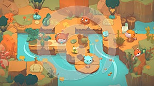 Puzzle game with physics-based mechanics and cute charact generative AI photo