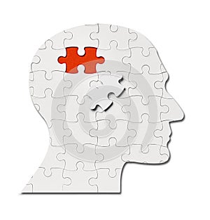 Puzzle game solution head silhouette mind brain