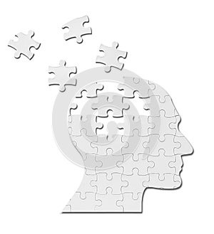 Puzzle game solution head silhouette mind brain