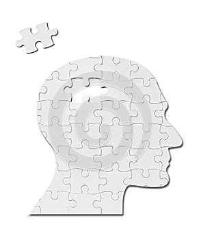 Puzzle game solution head silhouette mind brain